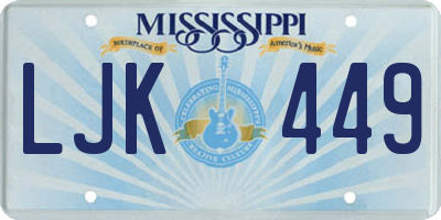 MS license plate LJK449