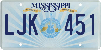 MS license plate LJK451
