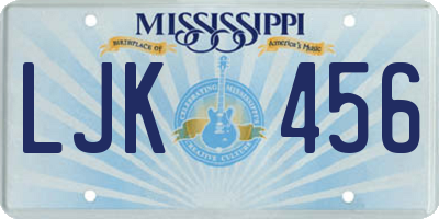 MS license plate LJK456