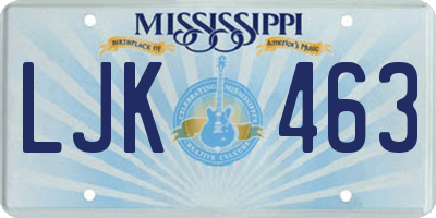 MS license plate LJK463