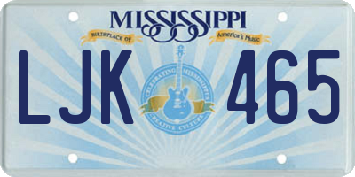 MS license plate LJK465