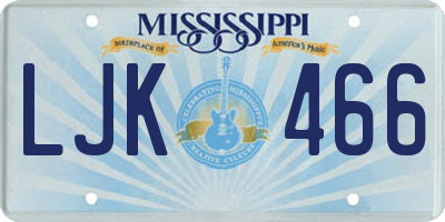 MS license plate LJK466