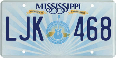 MS license plate LJK468