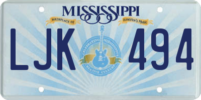 MS license plate LJK494