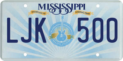 MS license plate LJK500
