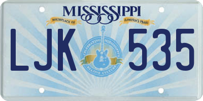 MS license plate LJK535