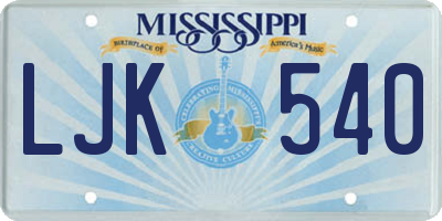 MS license plate LJK540