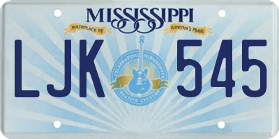 MS license plate LJK545