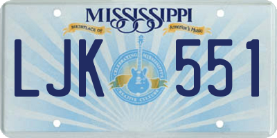 MS license plate LJK551