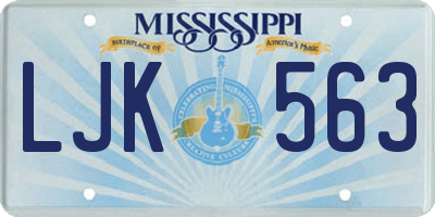 MS license plate LJK563