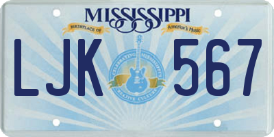 MS license plate LJK567