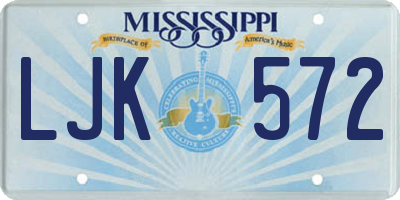MS license plate LJK572