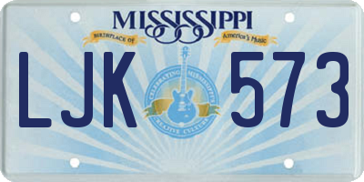 MS license plate LJK573