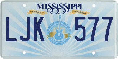 MS license plate LJK577
