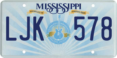 MS license plate LJK578