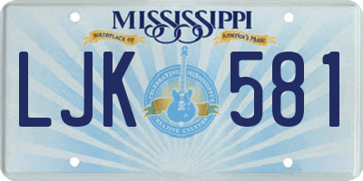 MS license plate LJK581