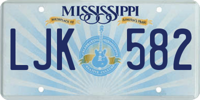 MS license plate LJK582