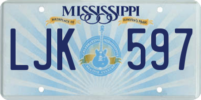MS license plate LJK597