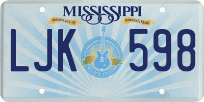 MS license plate LJK598