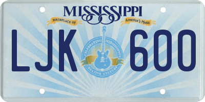 MS license plate LJK600