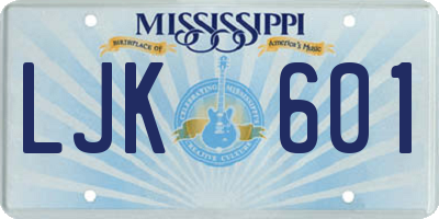 MS license plate LJK601