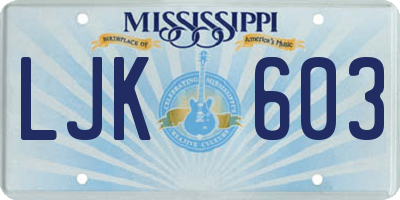 MS license plate LJK603