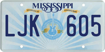 MS license plate LJK605