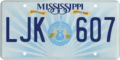 MS license plate LJK607