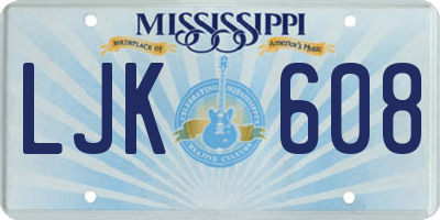 MS license plate LJK608