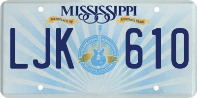 MS license plate LJK610
