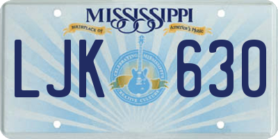 MS license plate LJK630