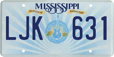 MS license plate LJK631