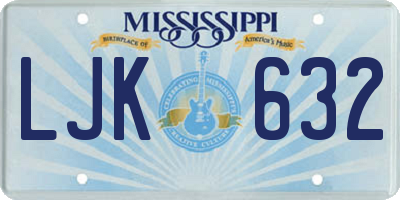 MS license plate LJK632