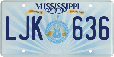 MS license plate LJK636