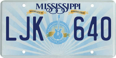 MS license plate LJK640