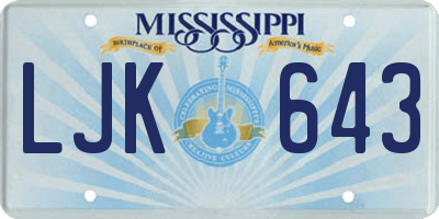 MS license plate LJK643