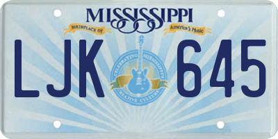 MS license plate LJK645