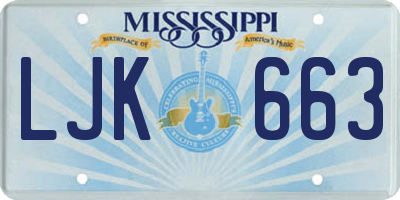 MS license plate LJK663
