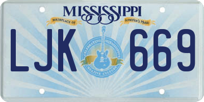 MS license plate LJK669