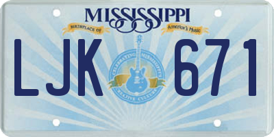MS license plate LJK671