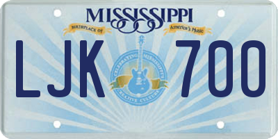 MS license plate LJK700