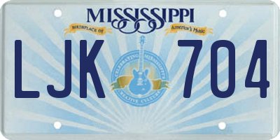 MS license plate LJK704