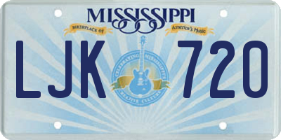 MS license plate LJK720