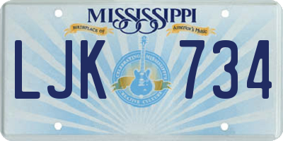 MS license plate LJK734