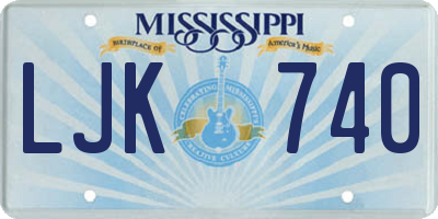MS license plate LJK740