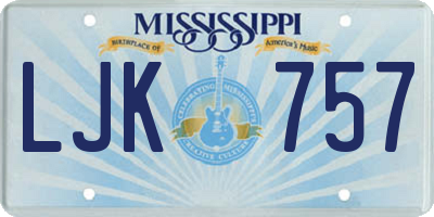 MS license plate LJK757