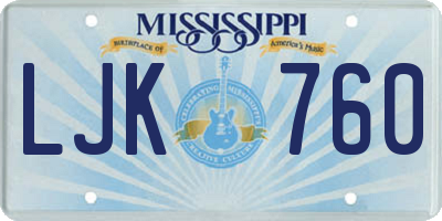 MS license plate LJK760
