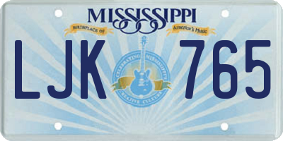 MS license plate LJK765