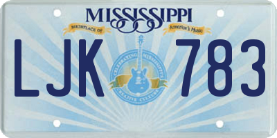 MS license plate LJK783