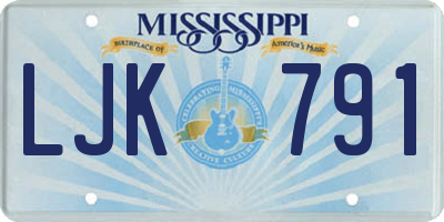 MS license plate LJK791